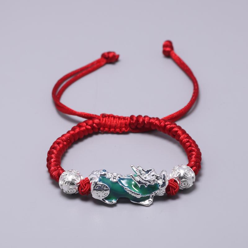 

Tibetan Lucky Knots Red Rope Bracelets With Silver Color Brave Troops Pixiu Charm Rope Bracelet For Women Men Feng Shui Jewelry