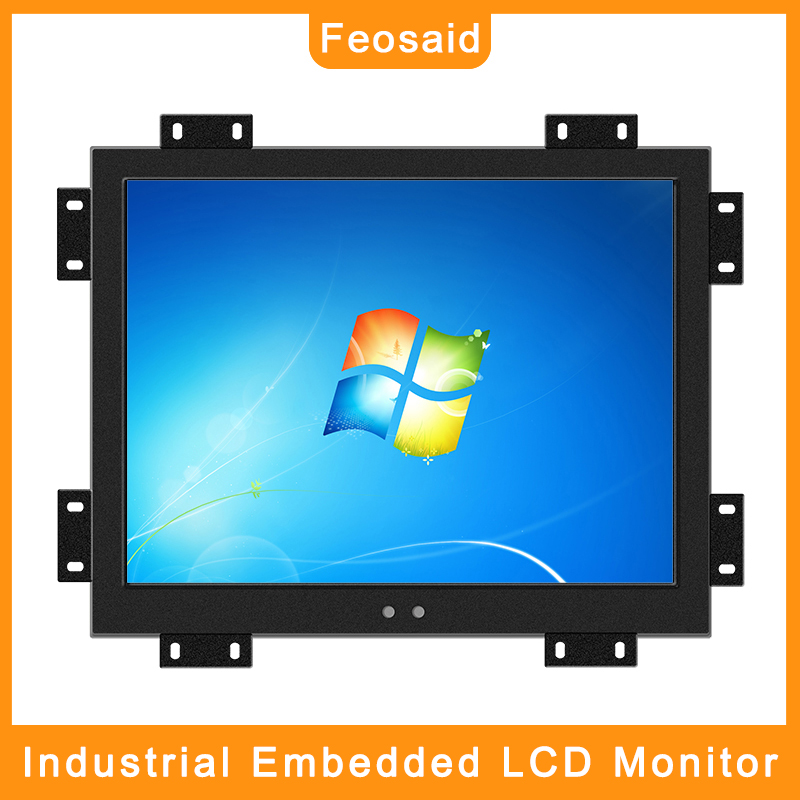 

Feosaid 17 inch Embedded industrial Resistance Touch monitor with VGA DVI USB for pc Metal Shell LCD Monitor