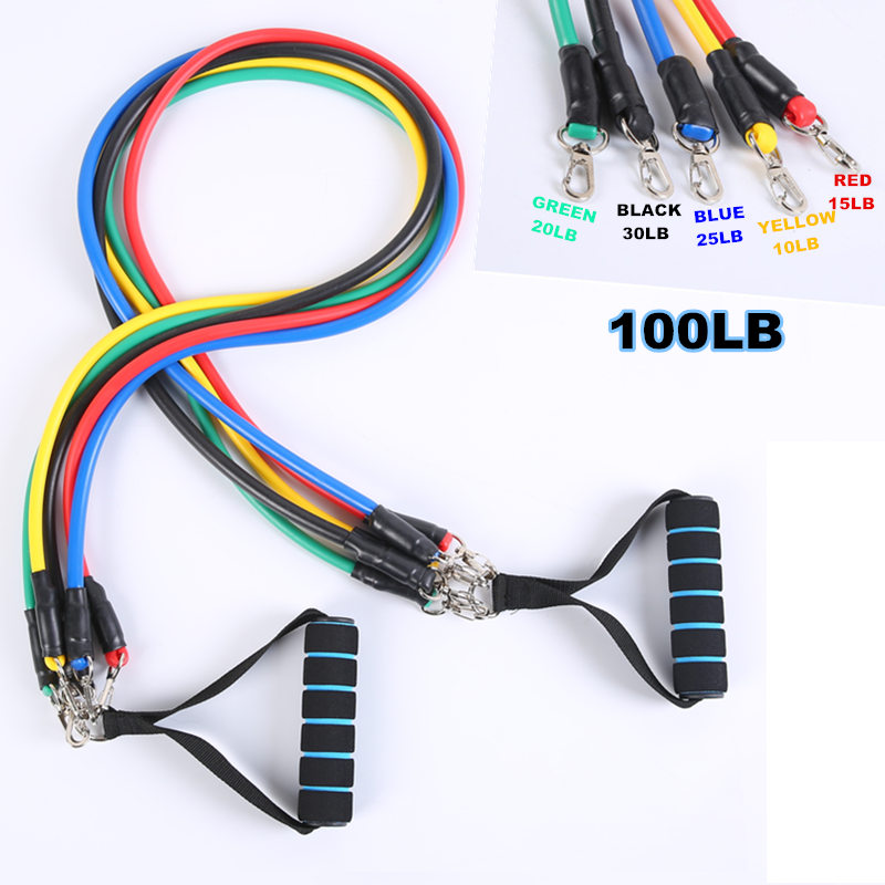 

2020 New 11Pcs Resistance Bands Set Yoga Exercise Fitness Band Rubber Loop Tube Bands Gym Fitness Exercise Pilates Yoga Brick
