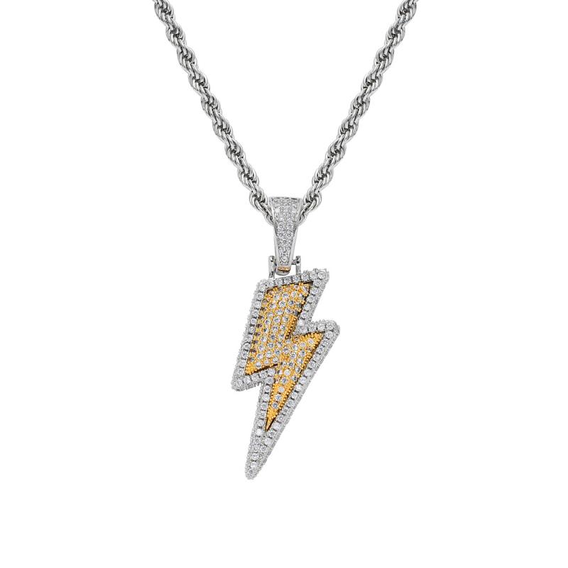 

Men Women + Cubic Zircon Flash Necklace Bling Hip Hop Punk Rock Party Jewelry Gift with 60cm Chain for Dropdripping