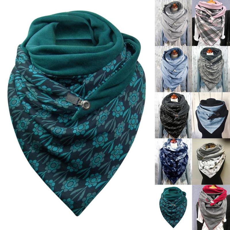 

165cm Winter Scarf Women Flower Leaf Print Button Scarfs for Ladies Soft Neck Wrap Scarves Shawl Women Warm Scarf Shawl Wrap