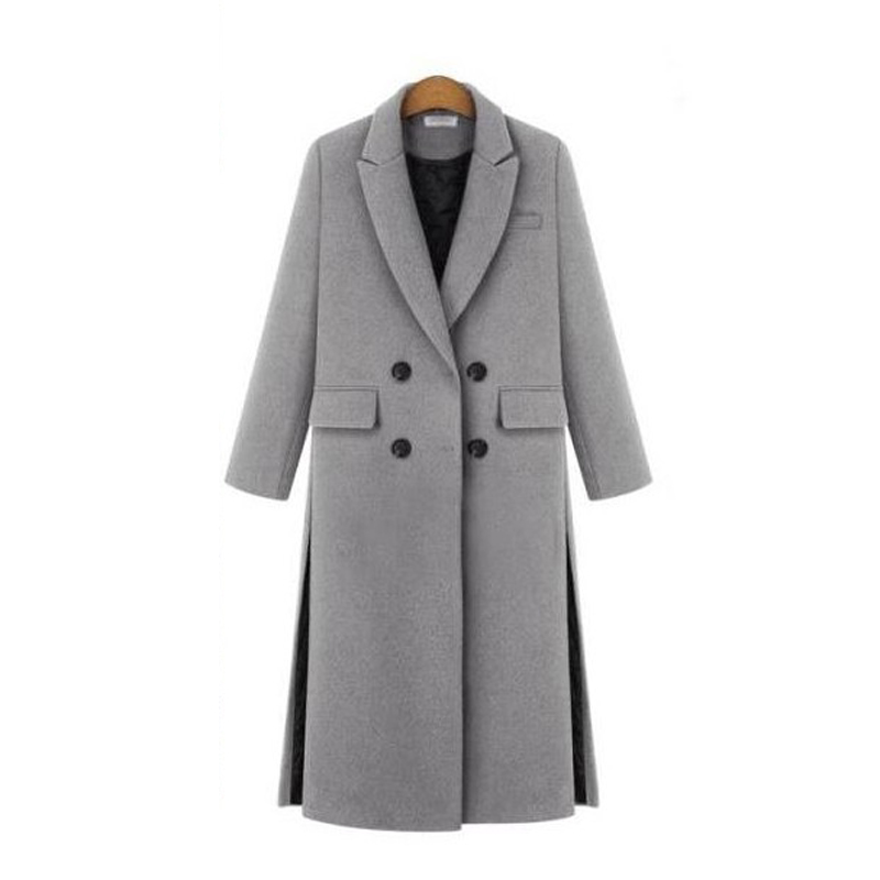 

ZADORIN Women Coat Winter Thick Warm Long Sleeve Lapel Double Bresated Wool Coat Vintage Elegant Black Grey Overcoat Streetwear