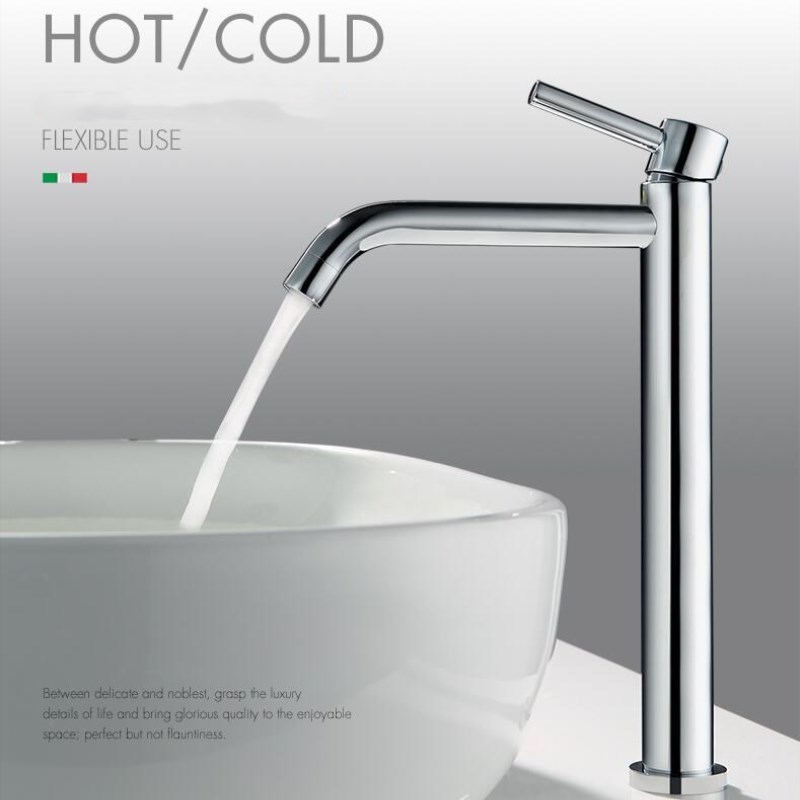 

Vidric Chrome Bathroom Sink Faucet Hot and Cold Single Lever Basin Faucet North Europe Style Total Brass