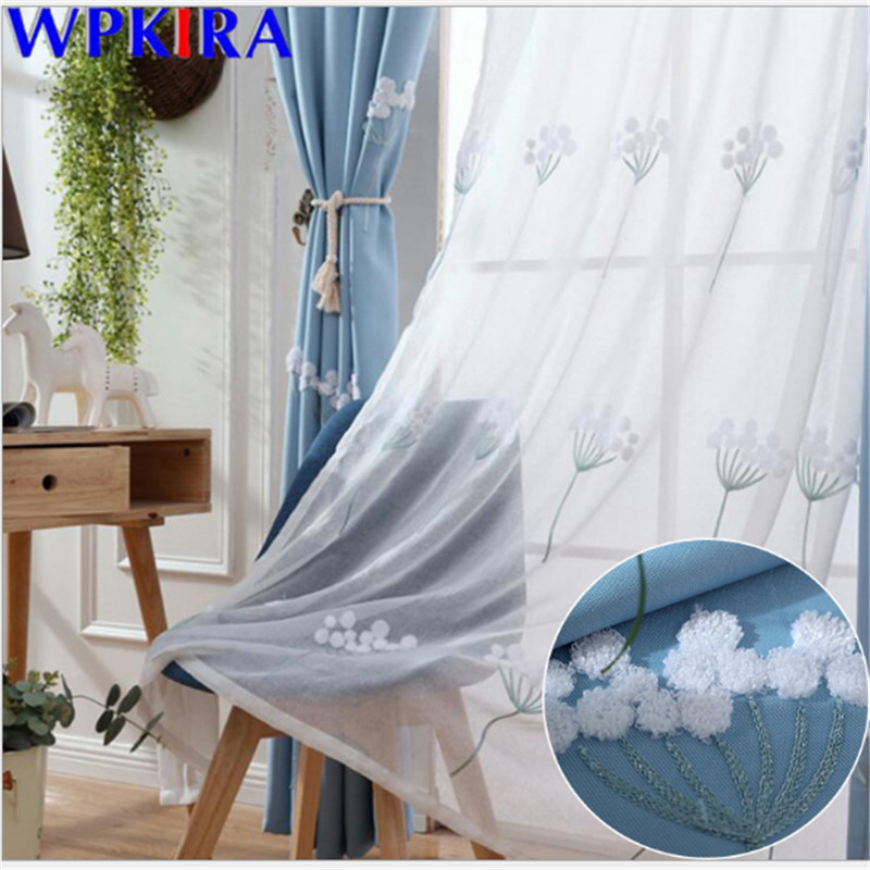 

Dandelion Embroidery Curtain For Living Room Volie Sheer Curtain Bedroom Kitchen Drape Window Blinds Home Decora 1pc X-AD430#30, Tulle 1