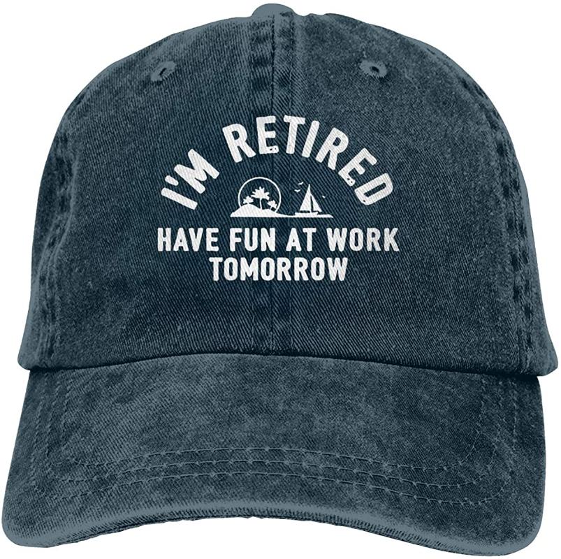 

I'm Retired Have Fun at Work Unisex Soft Casquette Cap Vintage Adjustable Baseball Caps, Black