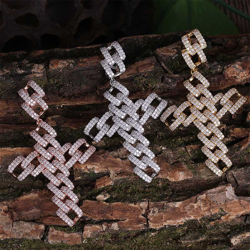 

TOPGRILLZ Iced Out Curb Cuban Chain Cross Pendant Necklace Mens/Women Micro Pave CZ Charm Chain Hip Hop Jewelry For Gifts