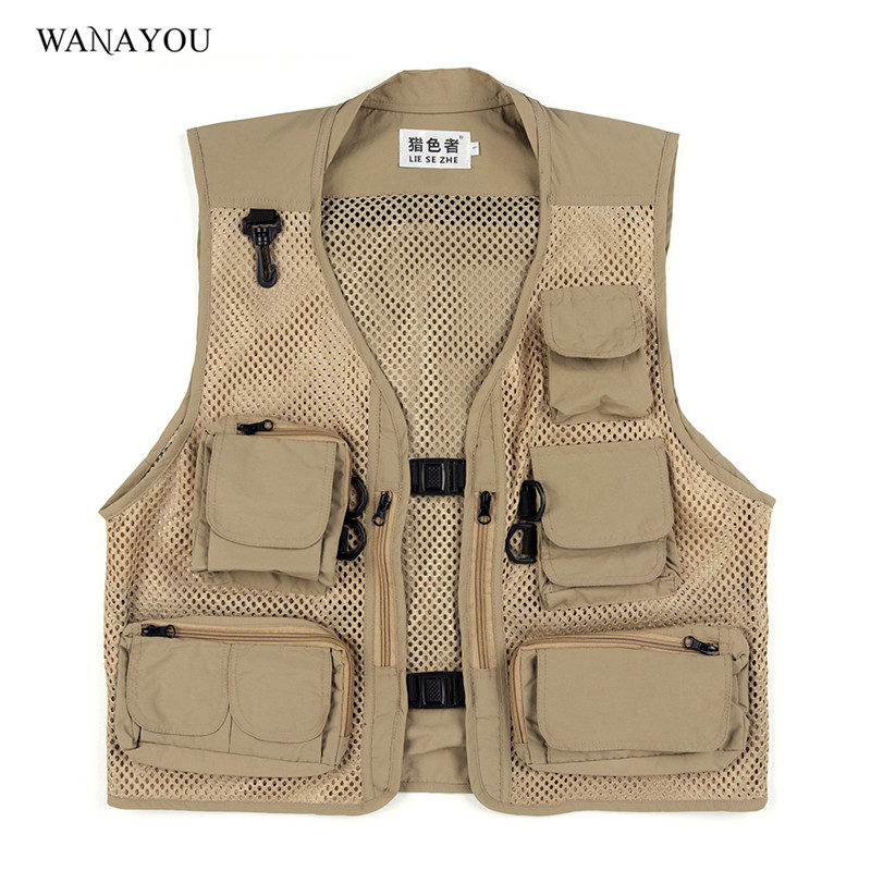 

WANAYOU Men Hiking Vest Outdoor Sleeveless Jackets Breathable Multi-Pockets Sports Hiking Waistcoats Camping Climbing Vest, Blue