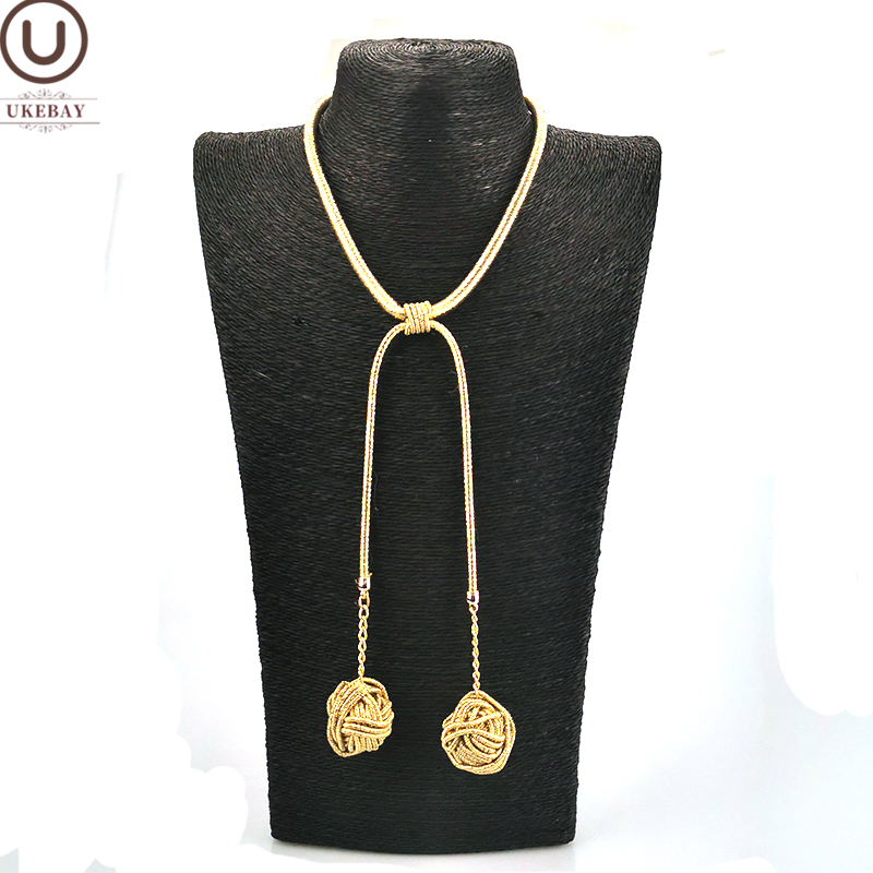 

UKEBAY New Gold Ball Pendant Necklaces For Women Choker Necklace Designer Luxury Jewelry Wedding accessories handmade jewellery
