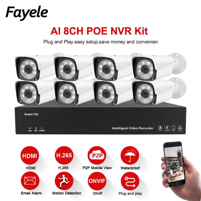 

3MP 1080P 8CH POE Security IP Camera System AI Humanoid Tracking Motion Detection CCTV Home Day&Night Surveillance Video Kit P2P
