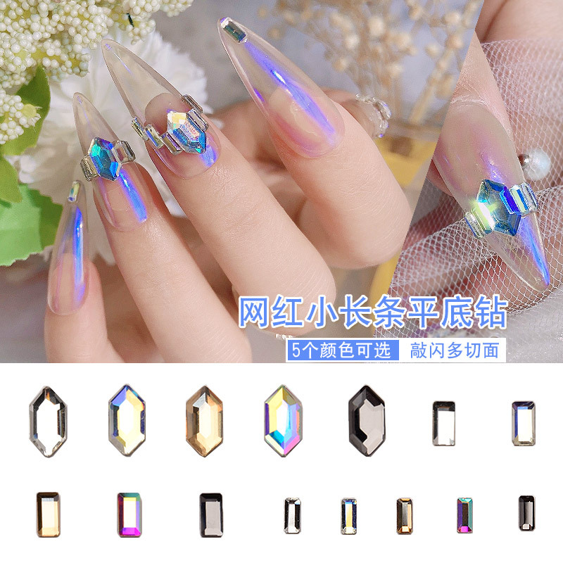 

10pcs per set Nail Art Diamond Rhinestone Shiny RectangulaShaped Rhinestone Diamond Ornament Network Red Hot Selling Models