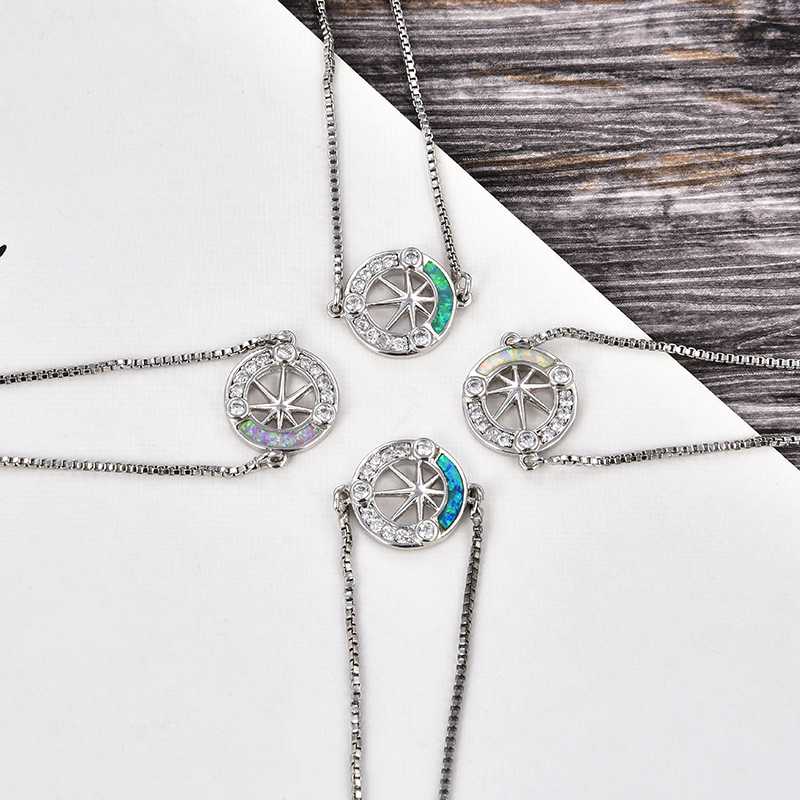 

KAMAF 1pcs or 4pcs mix and set zircon round rudder Opal adjustable bracelet DIY fashion jewelry accessories and parts