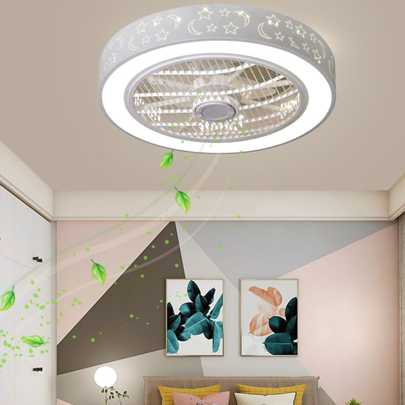 

Minimalism Children Room Fan Light Quiet Invisible Novelty Ceiling Fan Air Suction Integrated Remote Control Lamp