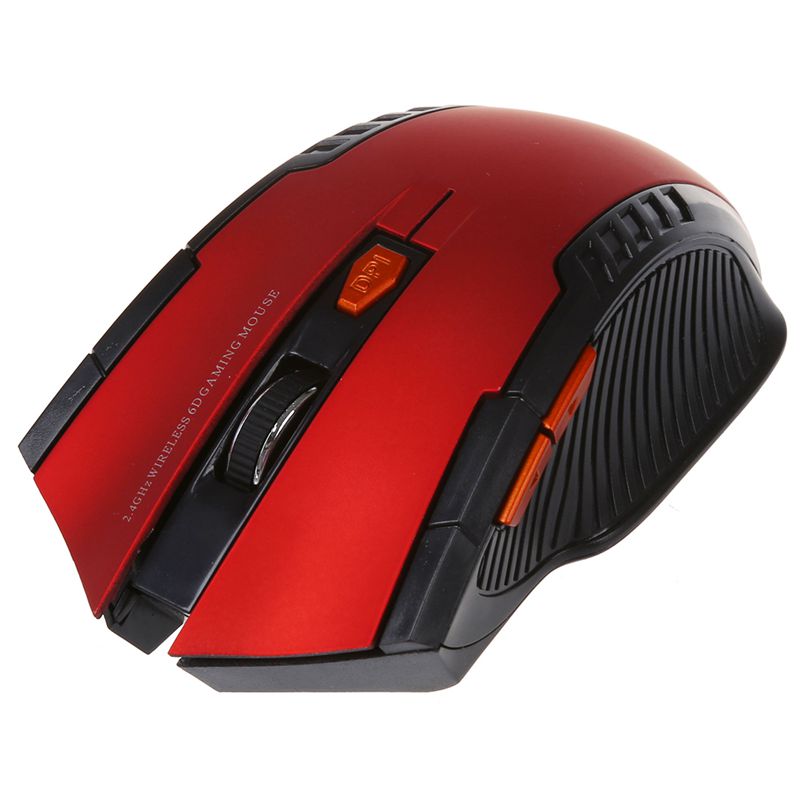

2.4Ghz Portable Wireless 2400DPI Optical Gaming Mouse Mice For PC Laptop Red+Black