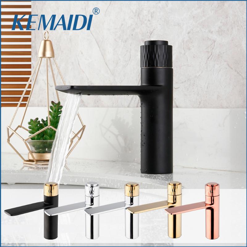 

KEMAIDI New Arrival Push-Button Faucet Bathroom Cold Hot Mixer Matte Black Chrome Brass Wash Basin Faucet Deck Mounted Faucets