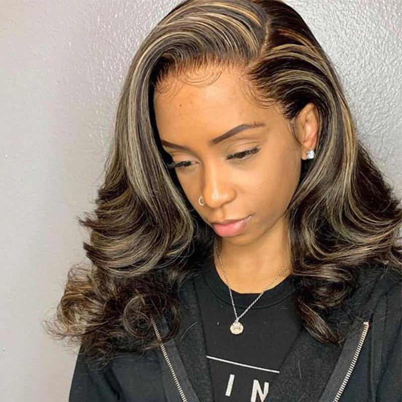 

1b/27 Highlight Lace Front Human Hair Wigs Pre Plucked Body Wave Lace Front Wig For Black Women 13x4 Short Wigs Human Hair 150%, As pic