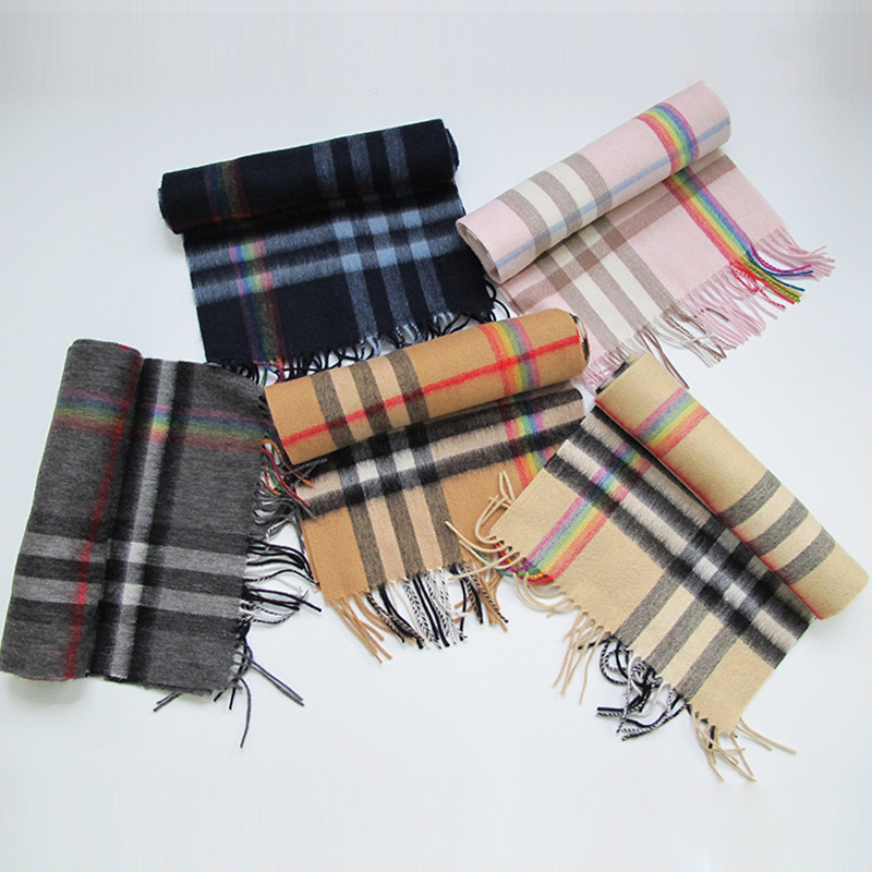 

Autumn Winter Fashion Rainbow Men's and Women's Warm Wool Tassel Color Plaid Scarf