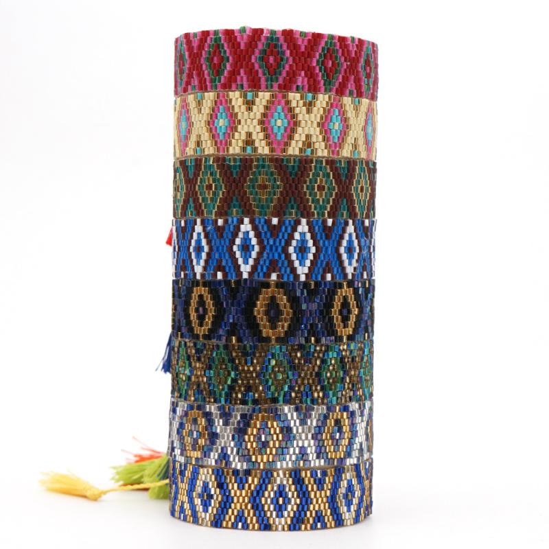 

MIYUKI Boho Bracelets for Women Ethnic Vintage Delica Seed Beads Colors Star Tassel Pulsera Handmade Woven Friendship Party Gift