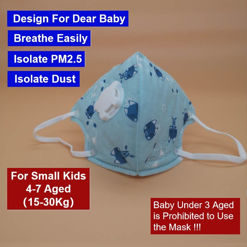 

in stock 4-8 Aged Small Kids Baby Non-Woven Meltbrown Fabric 5 ply 3D Face Mask With Light Breathe Vlave PM2.5 Anti Dust Fog Mask