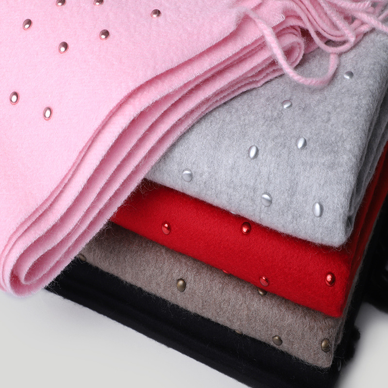 

Goat Cashmere Scarf Women Fashion New 2020 Diamond Solid Color Winter Shawl Warm Thicken Autum
