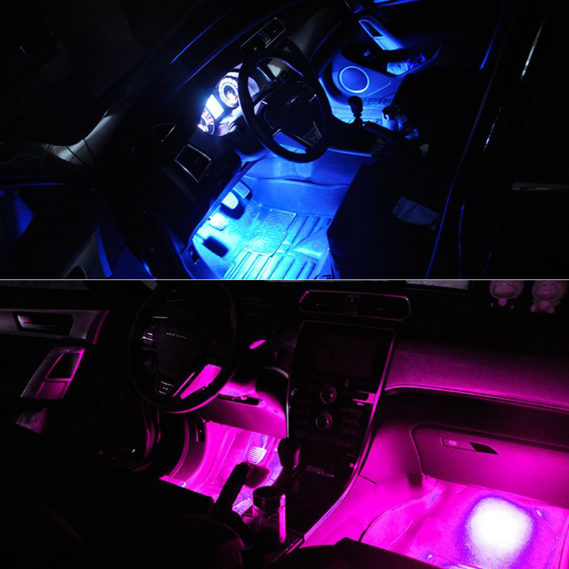 

CAR 9 LED 2/4 In 1 Interior Atmosphere Lights Dash Floor Foot Strip Lights Cigarette Lighter Adapter Decorative Lamp