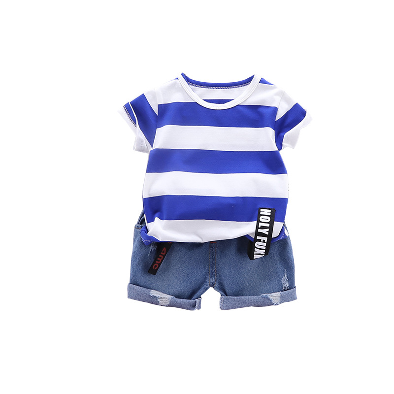 

New Summer Children Casual Clothes Baby Boys Girls Striped T Shirt Shorts 2Pcs/sets Kids Infant Fashion Outfit Toddler Tracksuit, Green