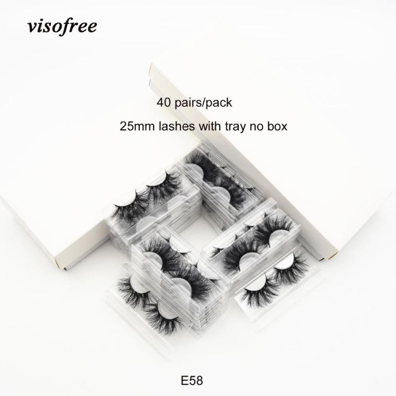 

Visofree 40 Pairs/pack 25mm Lashes 3D Mink Lashes Makeup Thick Mink Wholesale Fake Eyelashes Dramatic Eyelashes Reusable