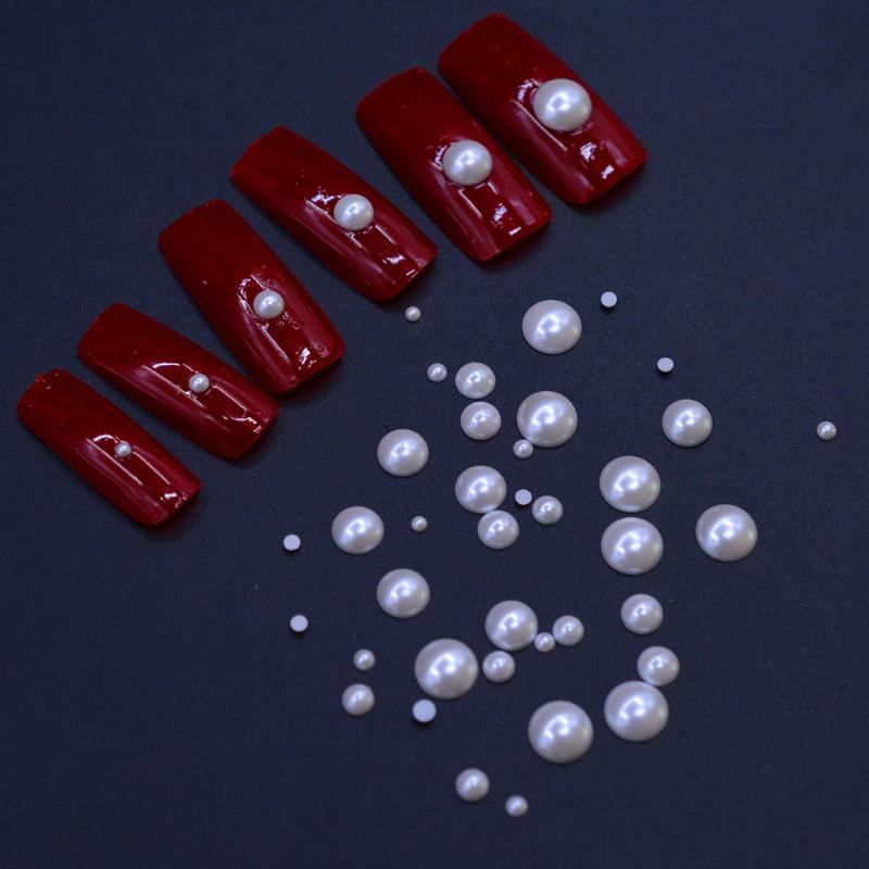 

1Pack 6 size Flatback Pearls Nail Accessories DIY Resin Beads Jewelry Round/Briolette/Square/Oval/Leaf Nail Supplies
