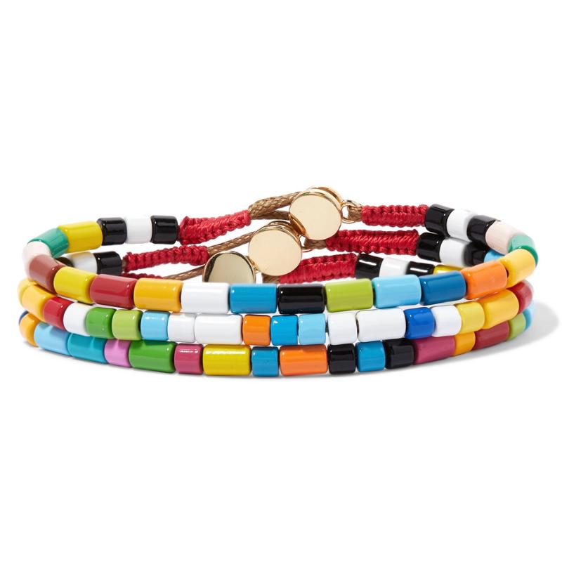 

bohemian boho vsco girl GILDED U-TUBE beads BRACELET homme colorful Rainbow enamel bracelets elastic stretch men women bracelet