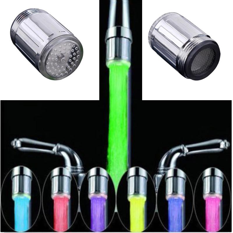 

1pcs Luminous Light-up LED Water Faucet Shower Tap Basin Water Nozzle Bathroom Kitchen Heater Faucets thermostat Blue faucet tap