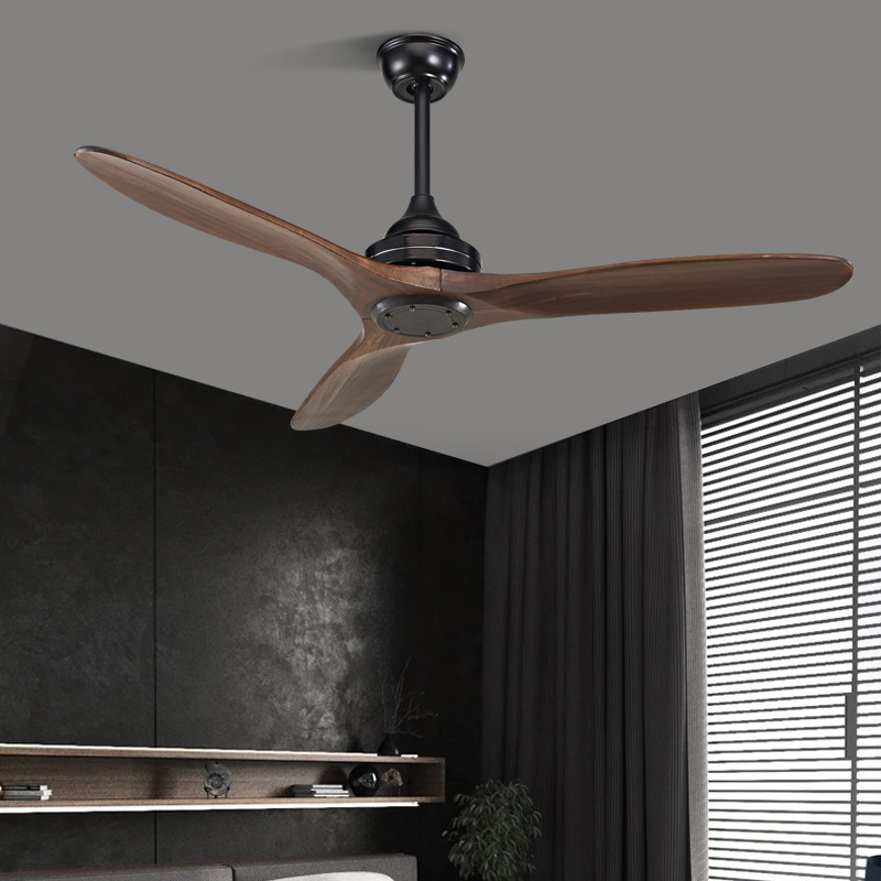 

Retro Ceiling Fan Lamp Living Room Bedroom Solid Wood Ceiling Fan Light Remote Control without Light Ventilador de techo
