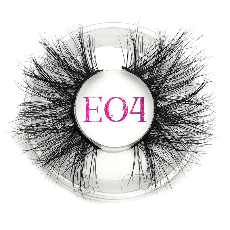 

Mikiwi 25mm False Eyelashes E04 Thick Strip 25mm 3D Mink Lashes Custom Packaging Label Makeup Dramatic Long25MM Mink Lashes