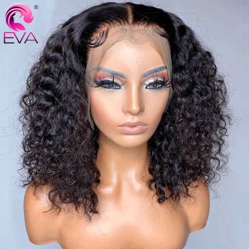 

Eva Hair Curly Lace Front Human Hair Wigs For Women Short Lace Front Wigs 13x6 Brazilian Remy Frontal Pre Plucked, Natural color