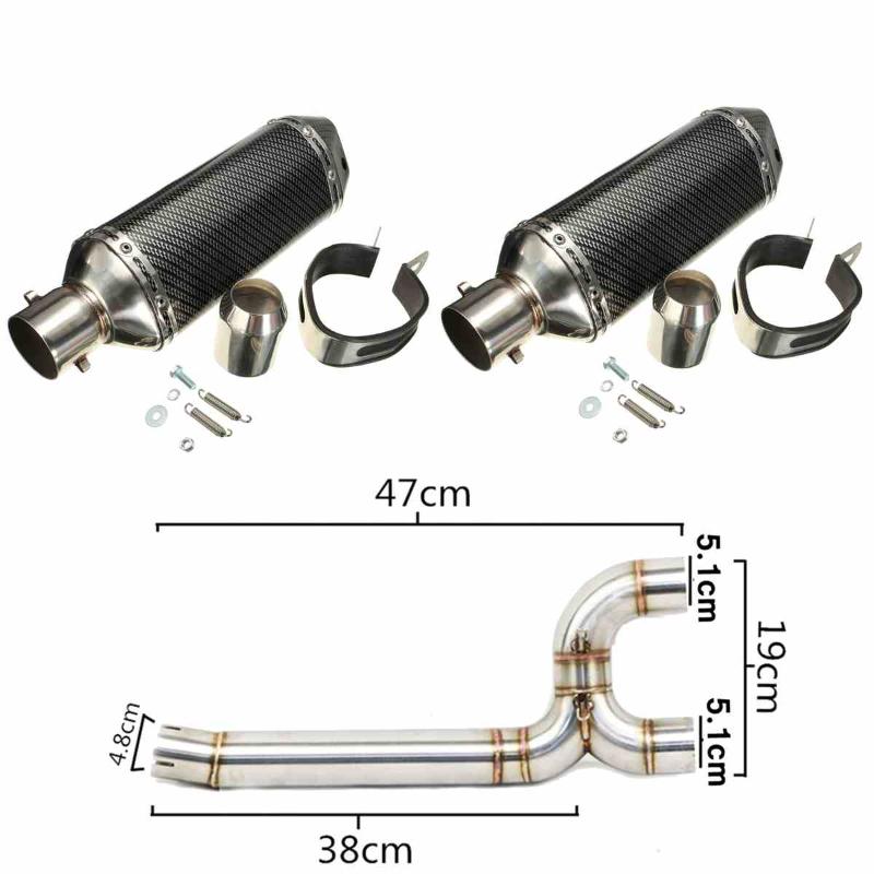

Motorcycle Carbon Fiber Exhaust Muffler Connecter Middle Pipe Full System Slip On 51mm For FZ-6N FZ-6S FZ6