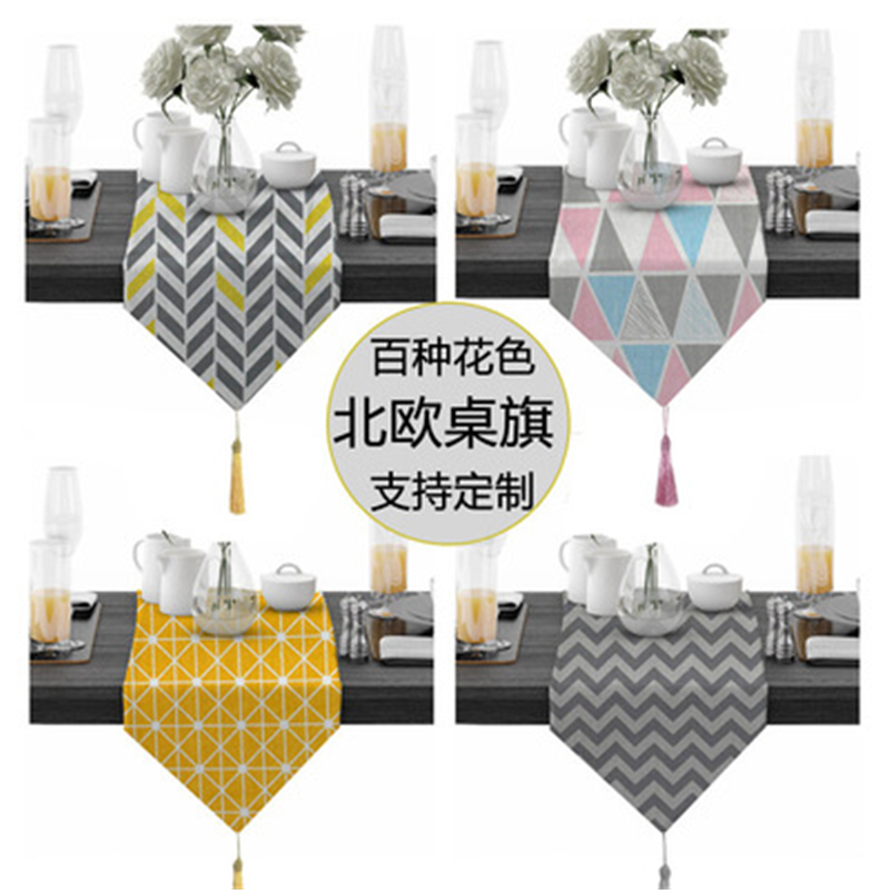 

Home Cotton Linen Plaid Table Runner Wedding Tablecloth Party Dinner Decor Decal