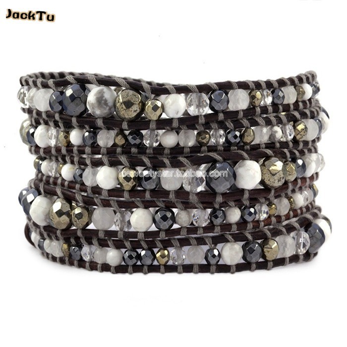 

Free shipping handmade pyrite hematite stone multi wrap bracelet for woman