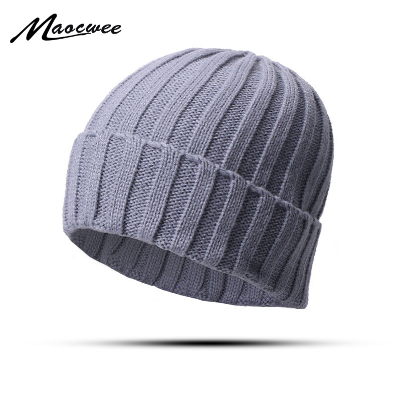 

Winter Hat For Women Men Knitted Beanies Thick Warm Ladies Solid Color Hat Female Beanie Hats Outdoor Autumn Gorras Simple Hats