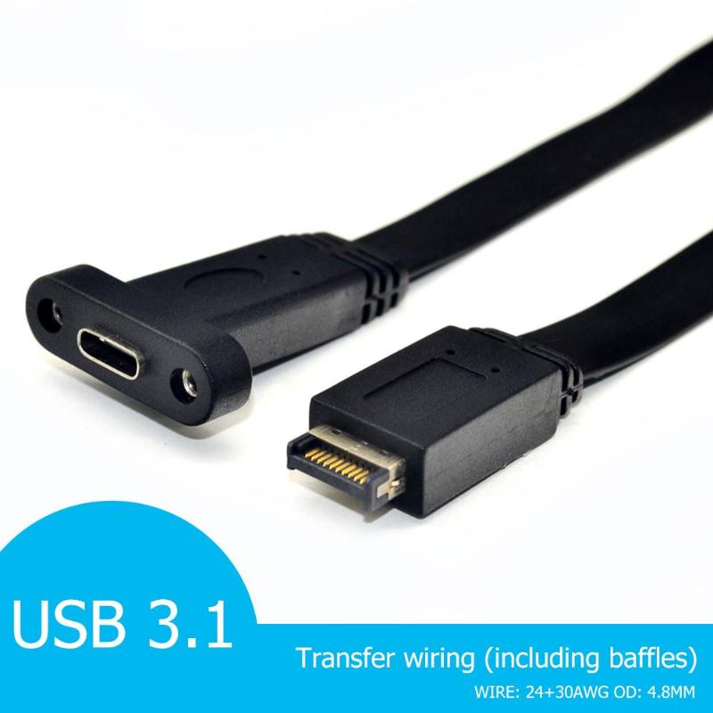 

USB 3.1 Front Panel Header Type E Male To USB-C Type C Female Expansion Cable 30cm Computer Motherboard Connector Wire Cord Line