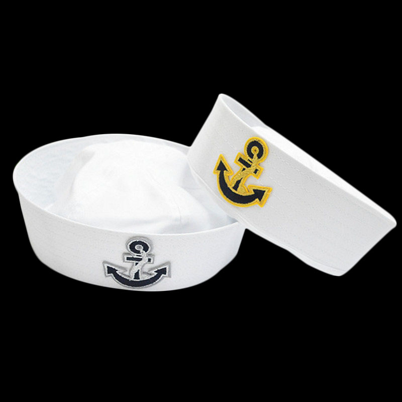 

Adult Kids White Captain Sailor Hat Hats Navy Marine Caps With Anchor Sea Boating Party Cosplay Costume Children Hat, Style 9
