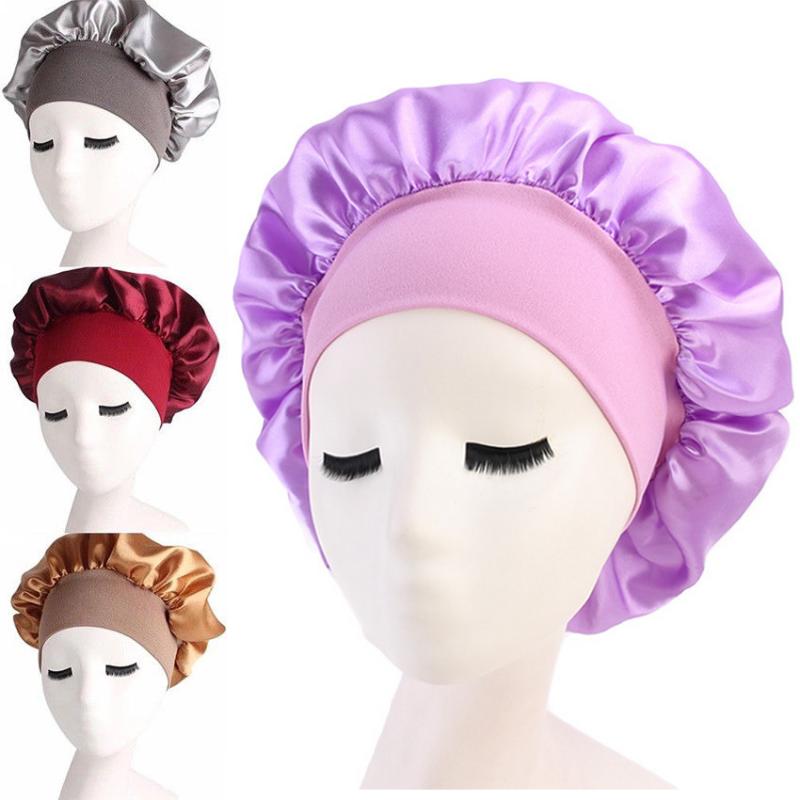 

Women Soft Satin Silk Sleeping Cap Night Sleep Shower Hat Hair Care Scarves Bonnet