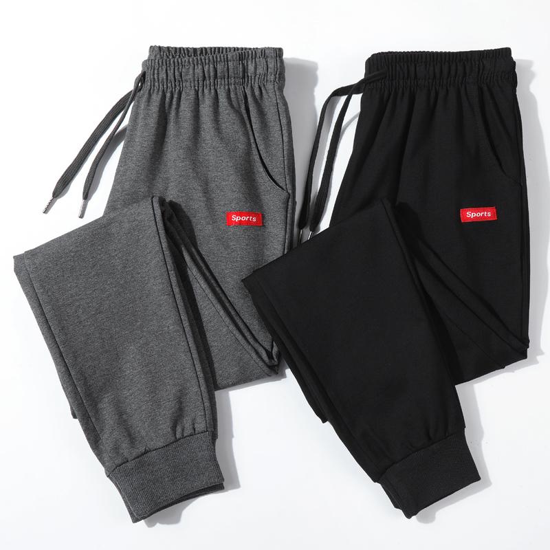 

Cotton New Sweatpants Men's streetwear Pants Fashion Pencil linen Pants Men Full Length Drawstring Trousers For Men Casual, Black