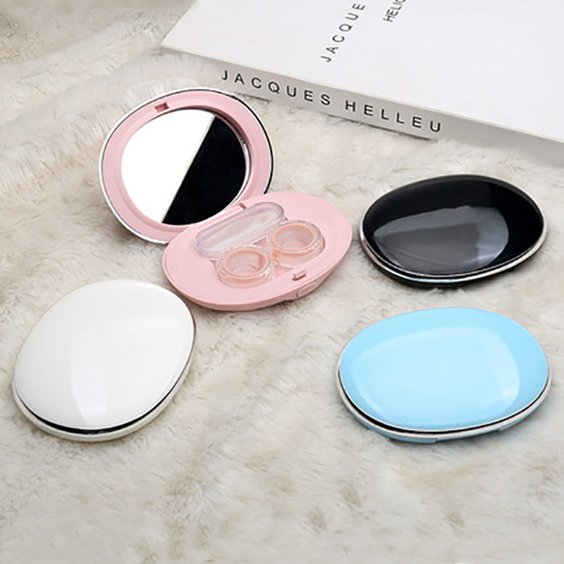

2020 New Fashion Oval Women Contact Lens Case Cosmetic Protable Sunglasses Cute Simple Care Box 4 Color Travel Accessories