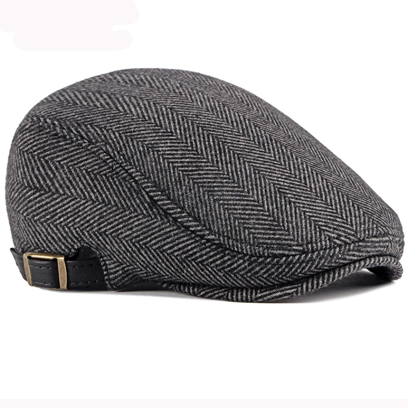 

Berets HT2888 Men High Quality Autumn Winter Wool Hat Striped Ivy Sboy Flat Cap Artist Painter Male Adjustable Beret, Solid black