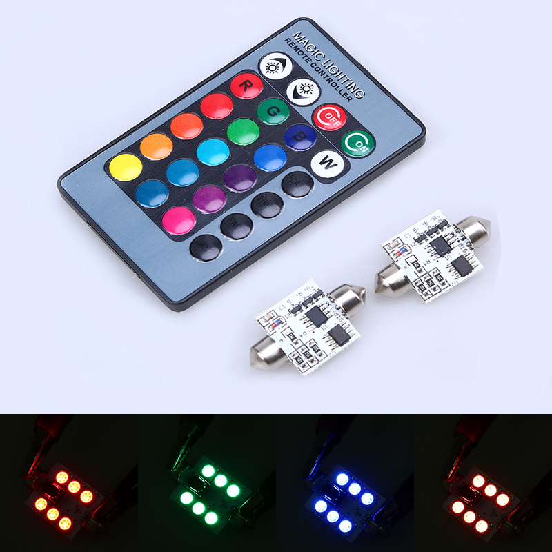 

POSSBAY 31mm/36mm/39mm/41mm 6SMD LED Colorful Light 12V LED Reading Panel Car Interior Dome Lights For All Cars, As pic