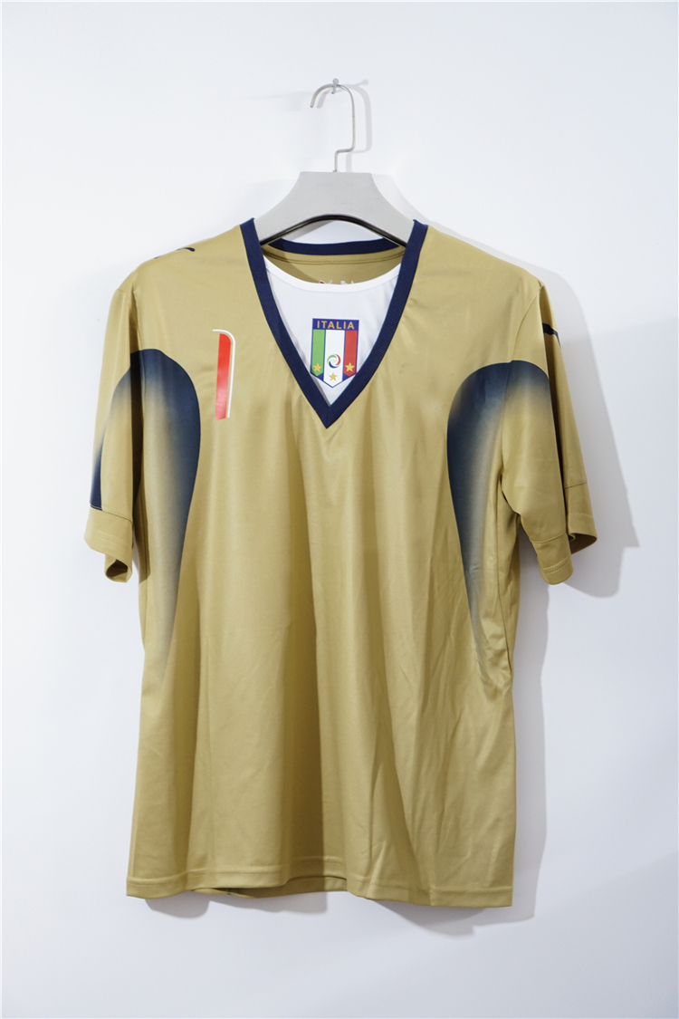 

Free shipping 2006 buffon vintage soccer jersey, Black;yellow