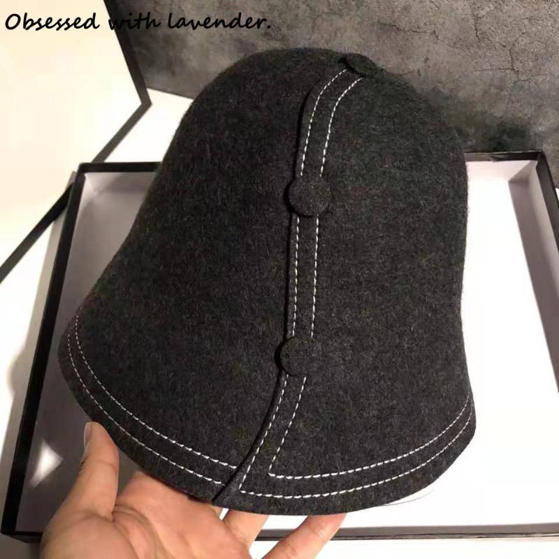 

Buttons wool bucket hat beggar hat bell lamp shade small basin female autumn and winter fisherman, 56-58cm