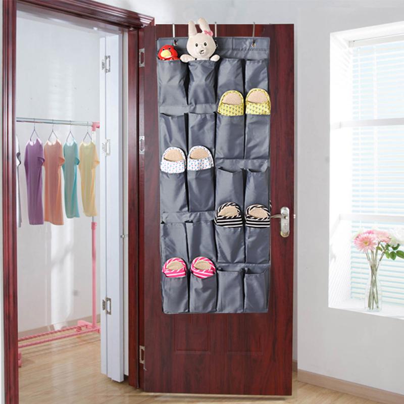 

20 Pockets Storage Bag Shoe Organizer Nonwoven Space Saver Rack Storage Bag Sundries Organzier Hanging, Dark gray