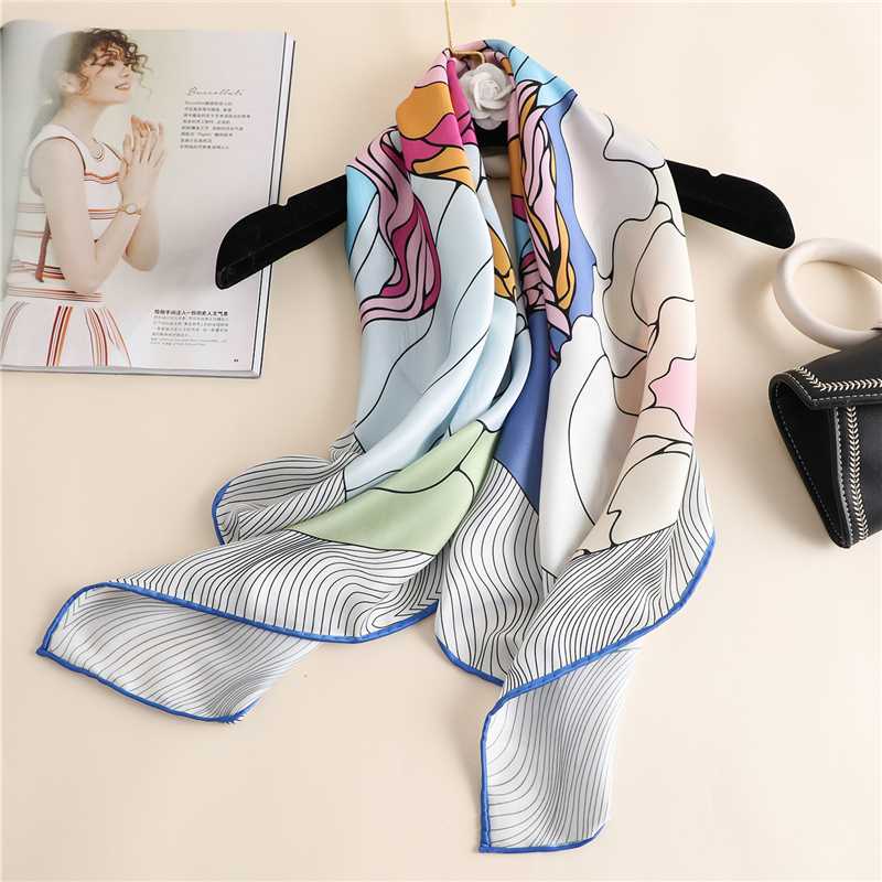 

Scarves Design Horse Print Women Neck Scarf Silk Square Twill 2021 Female Foulard Neckerchief Hairband Head