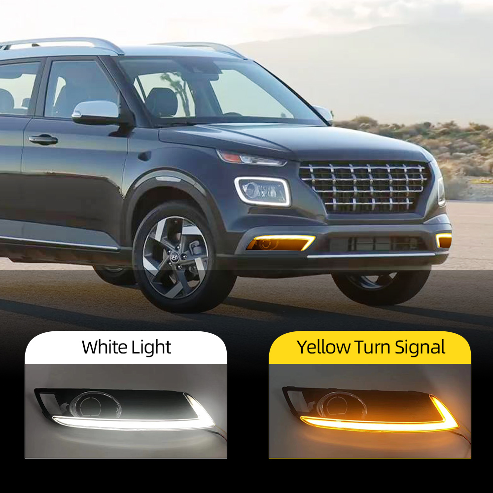 

1 Pair Turn Yellow Signal Relay 12V Car DRL Lamp Waterproof LED Daytime Running Light For Hyundai Venue 2019 2020