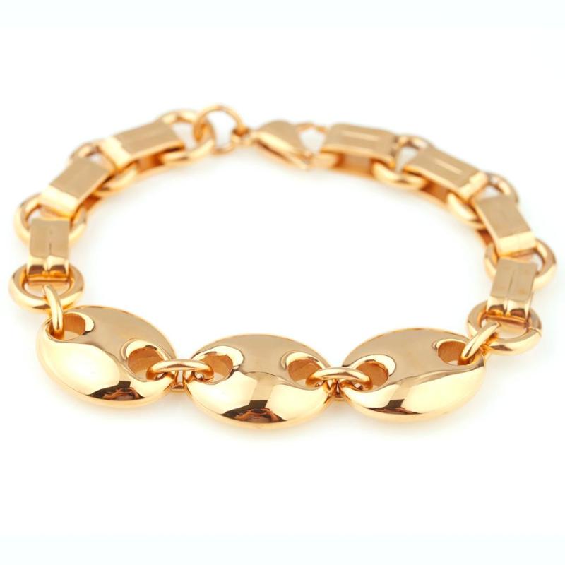

New Design Men's Bracelet Coffee Chain Curb Cuban Link Silver Color 316L Stainless Steel Wristband Male Jewelry
