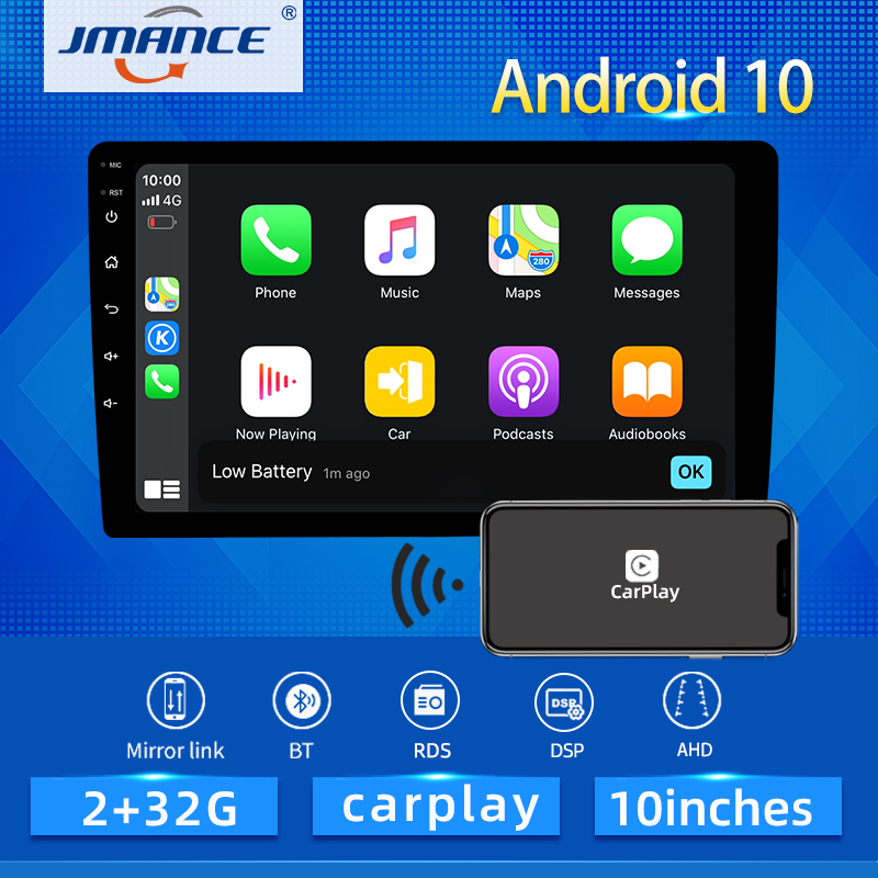 

JMANCE 10 Inch 4G Net DSP RDS Android 10 Multimedia HiFi Video Player GPS Navigation Car Radio Stereo Wifi BT Carplay Anto AHD car dvd
